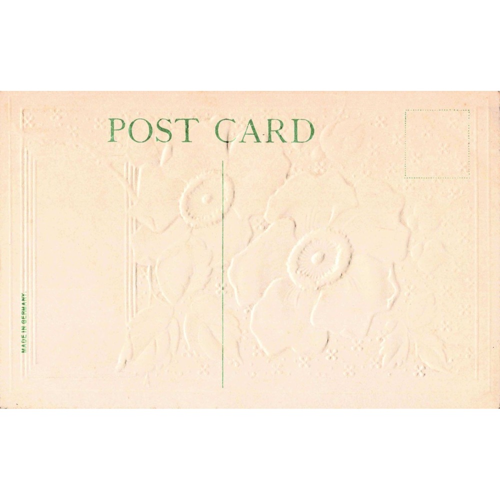 Antique Embossed Postcard Best Wishes Red Wild Roses Gold Gilt Made in Germany - Picture 2 of 2